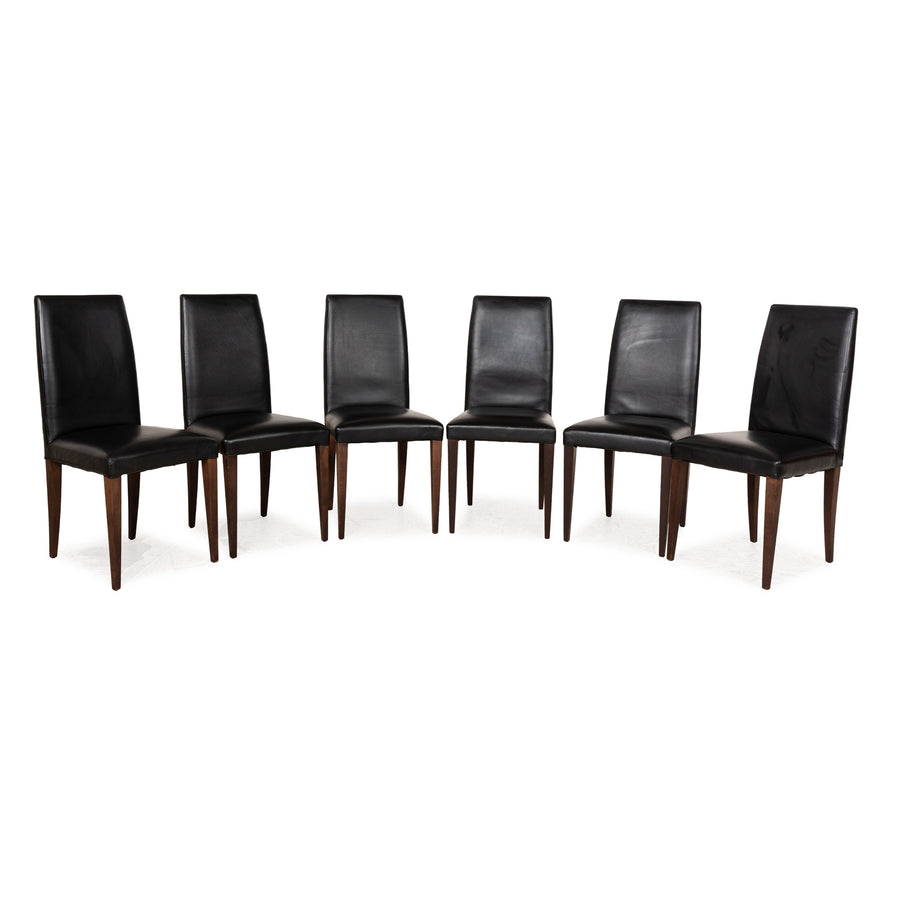 6er Stuhl-Garnitur MDF Italia Leder Stuhl Schwarz Esszimmerstühle