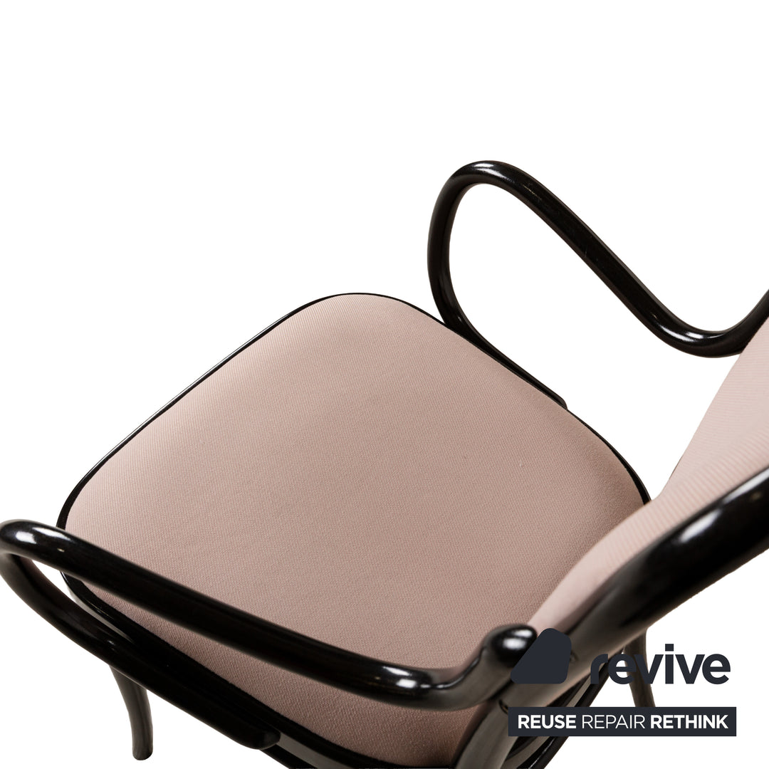 Lot de 6 chaises Thonet bois marron foncé rose vieux rose ensemble café maison