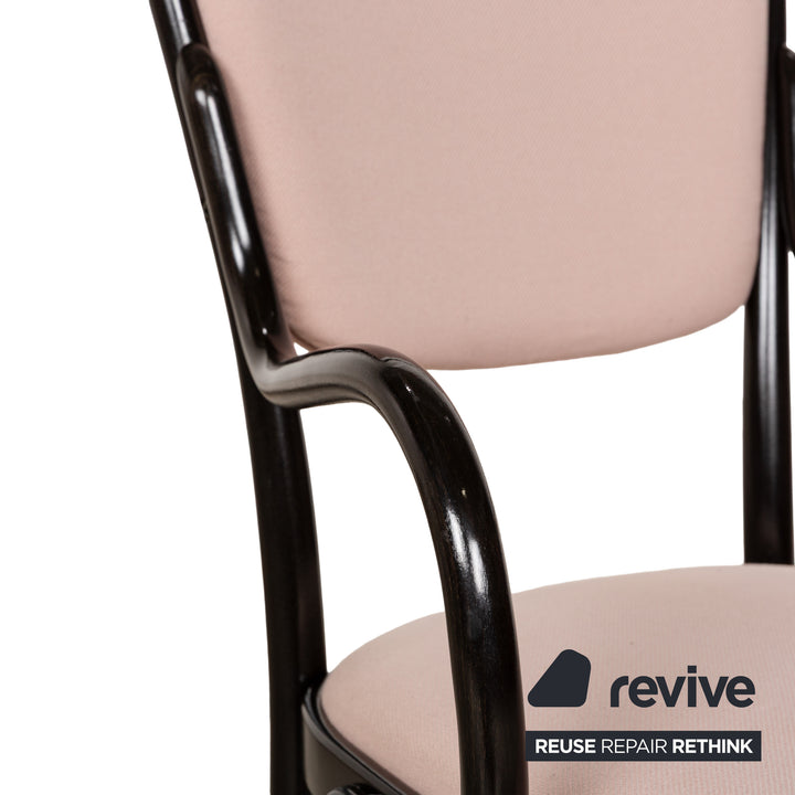 Lot de 6 chaises Thonet bois marron foncé rose vieux rose ensemble café maison