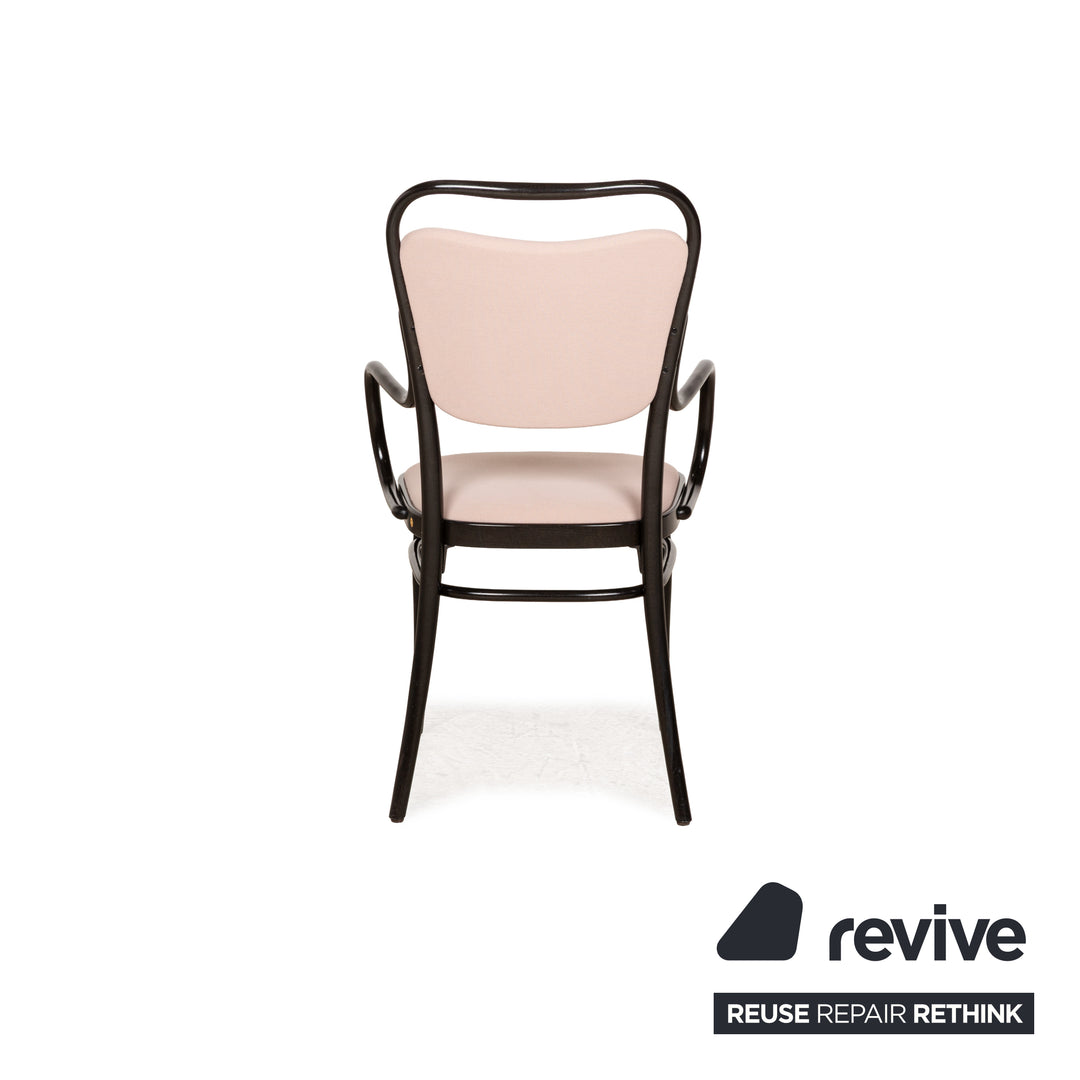 Lot de 6 chaises Thonet bois marron foncé rose vieux rose ensemble café maison