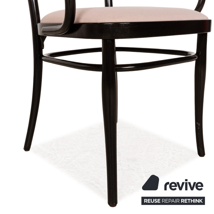 Lot de 6 chaises Thonet bois marron foncé rose vieux rose ensemble café maison