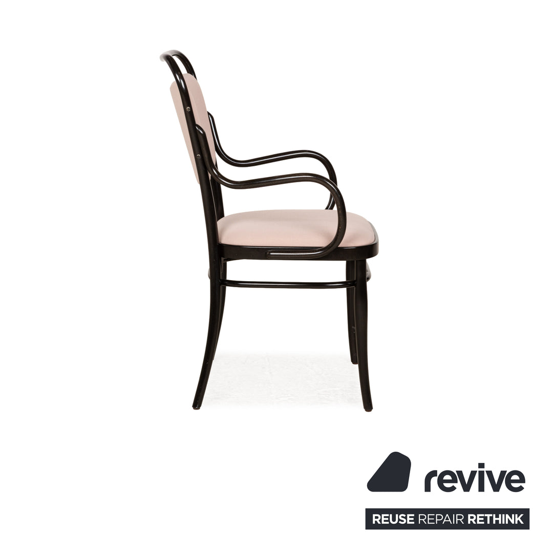 Lot de 6 chaises Thonet bois marron foncé rose vieux rose ensemble café maison