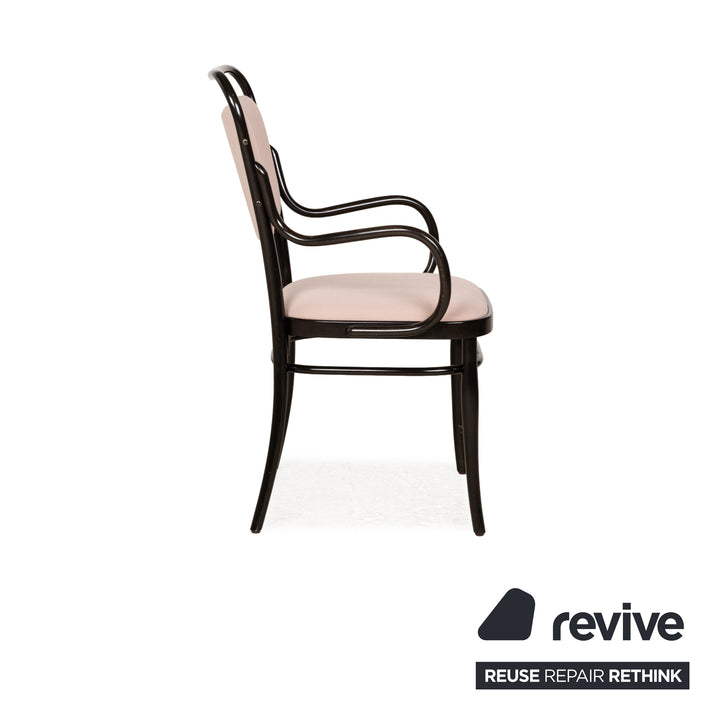 Lot de 6 chaises Thonet bois marron foncé rose vieux rose ensemble café maison