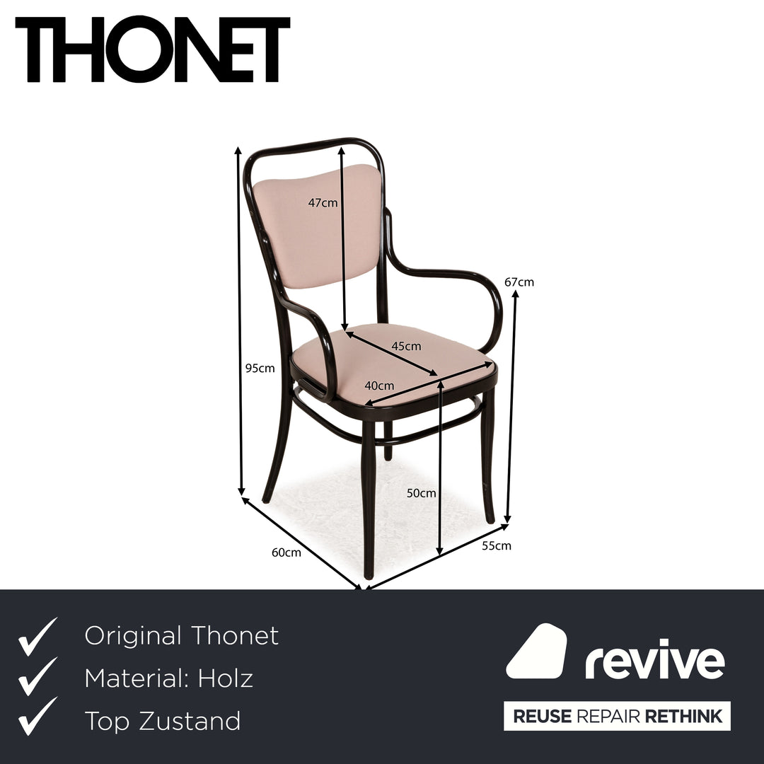 Lot de 6 chaises Thonet bois marron foncé rose vieux rose ensemble café maison