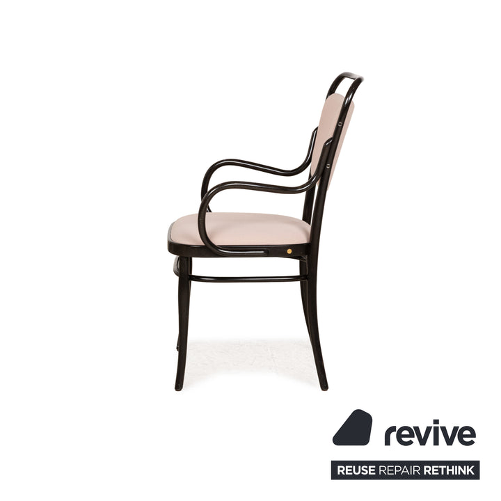 Lot de 6 chaises Thonet bois marron foncé rose vieux rose ensemble café maison