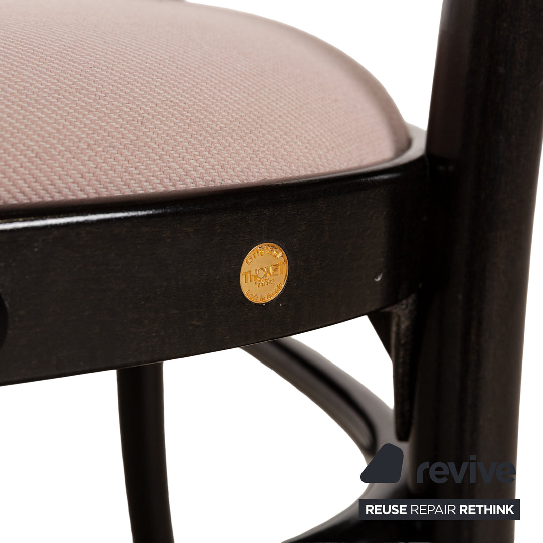 Lot de 6 chaises Thonet bois marron foncé rose vieux rose ensemble café maison