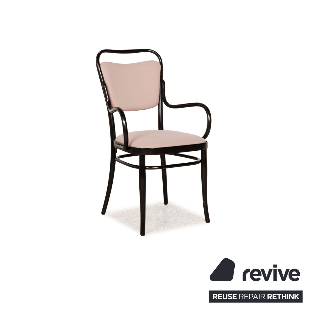 Lot de 6 chaises Thonet bois marron foncé rose vieux rose ensemble café maison