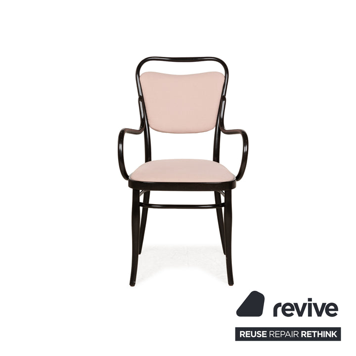 Lot de 6 chaises Thonet bois marron foncé rose vieux rose ensemble café maison