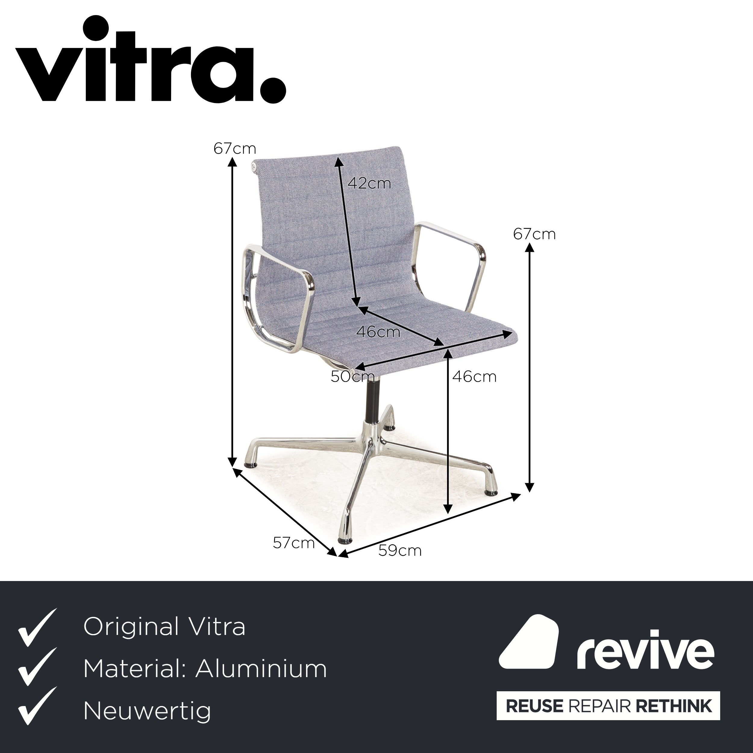 6er Stuhl Garnitur Vitra Aluminium Chair EA 104 mit Armlehnen Blau, Rot, Eisblau, Grau, Nude, Mint - Elfenbein