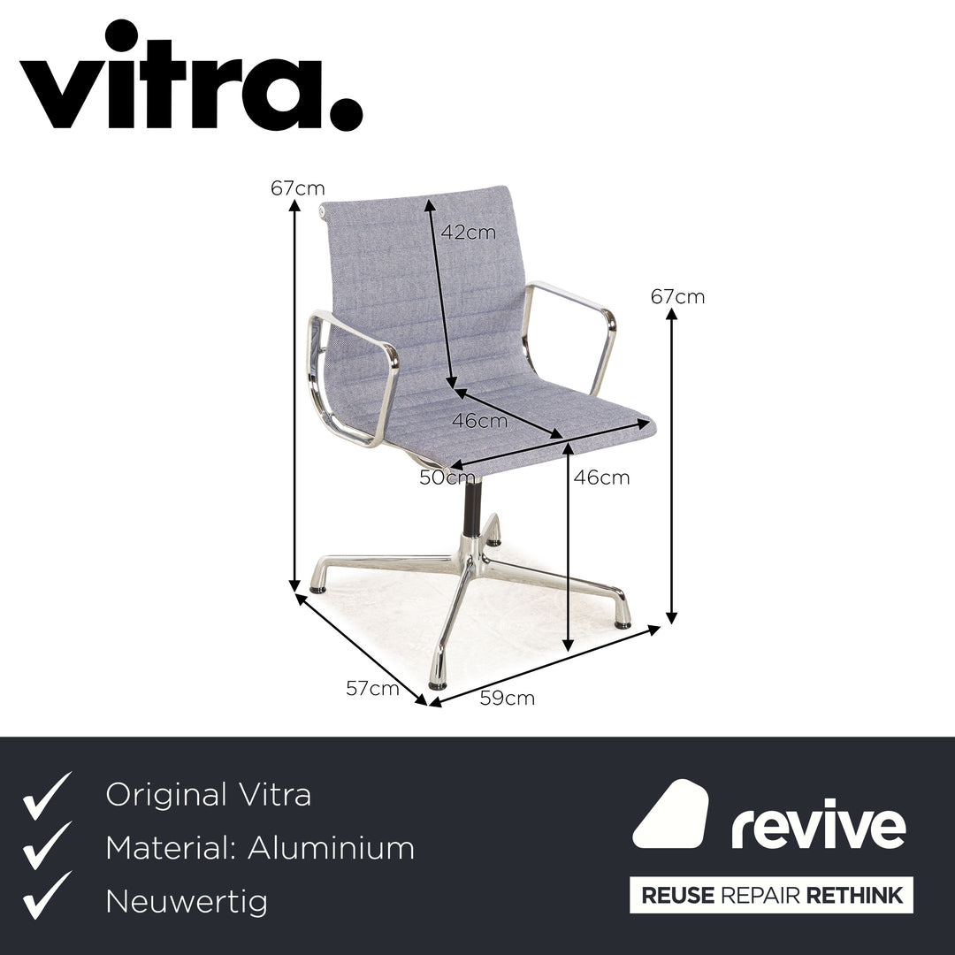 Lot de 6 Vitra Aluminium Chair EA 104 avec accoudoirs bleu, rouge, bleu glacier, gris, nude, menthe - ivoire