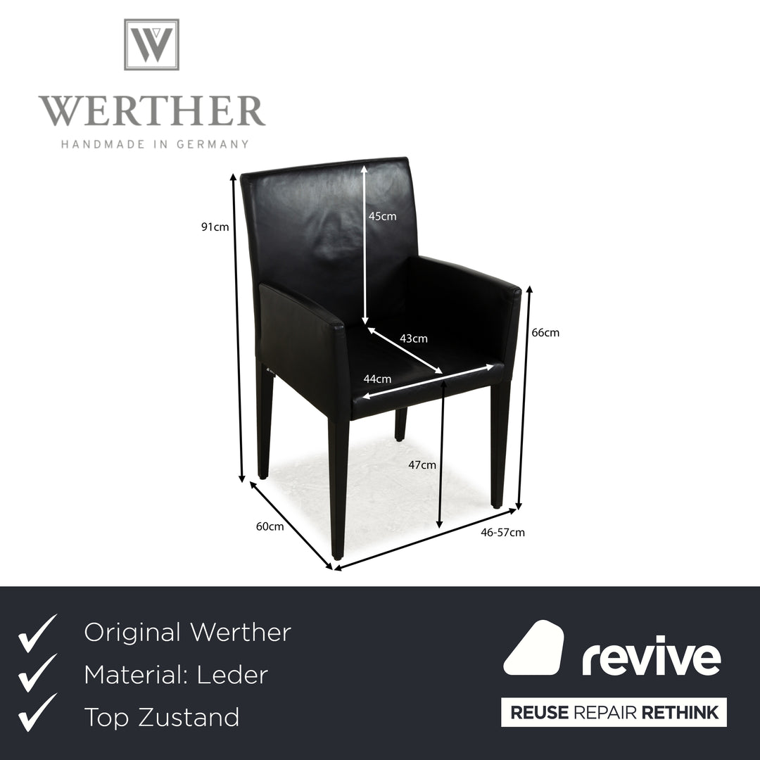 6er Stuhl-Garnitur Werther Classic Leder Stuhl Schwarz