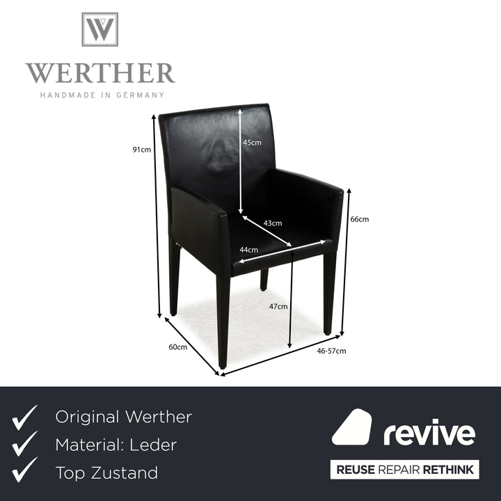 6er Stuhl-Garnitur Werther Classic Leder Stuhl Schwarz