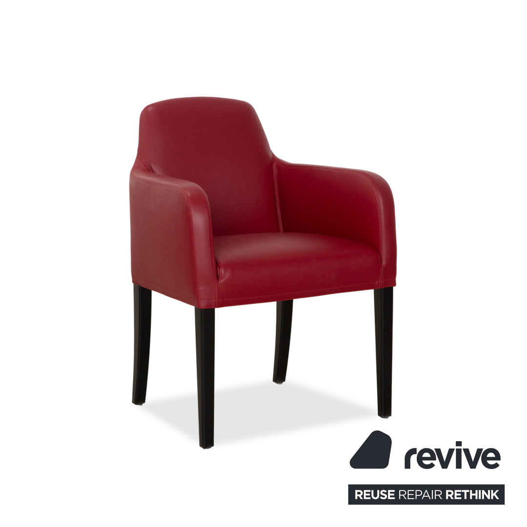 6er Stuhl Set Wittmann Alma 4x Schwarz 2x Rot Nappa Leder