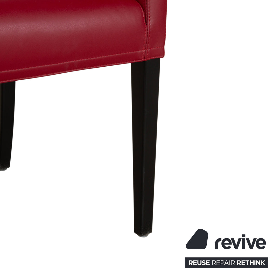 6er Stuhl Set Wittmann Alma 4x Schwarz 2x Rot Nappa Leder