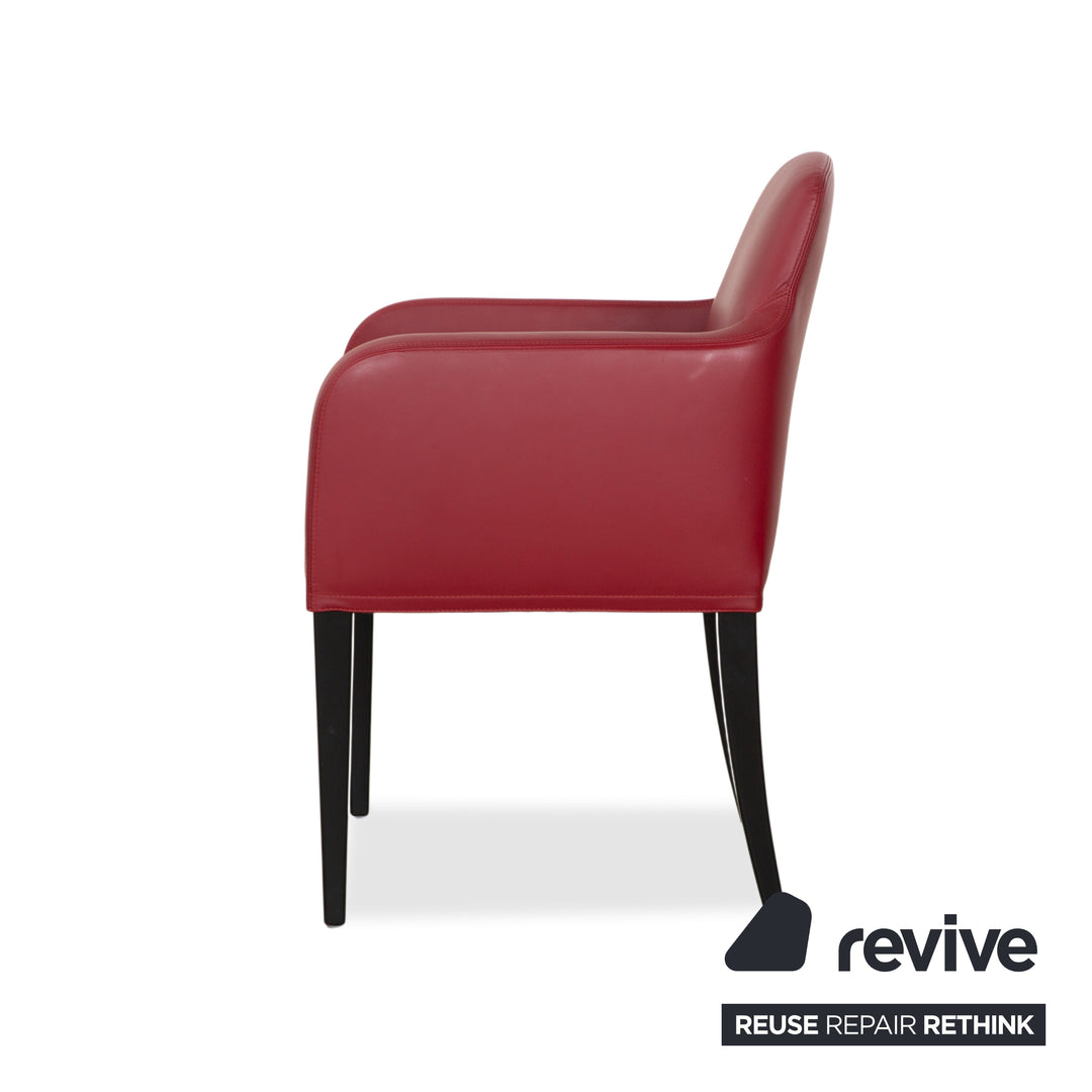 6er Stuhl Set Wittmann Alma 4x Schwarz 2x Rot Nappa Leder