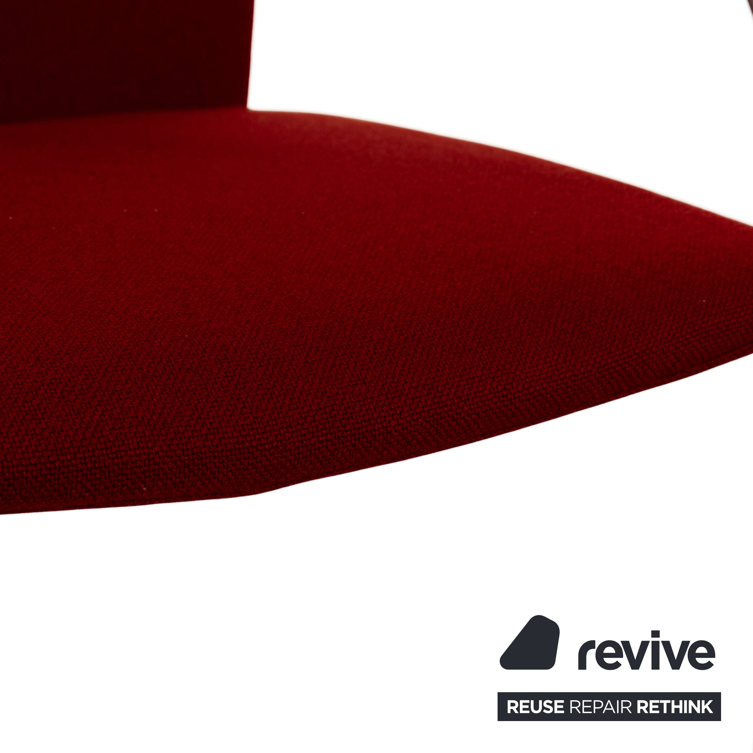 Lot de 6 chaises Thonet S78/S79 en tissu et bois, piètement luge rouge