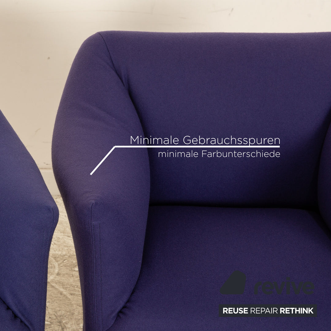 7er Garnitur Cassina 684 Stoff Stuhl Blau Lila Mario Bellini