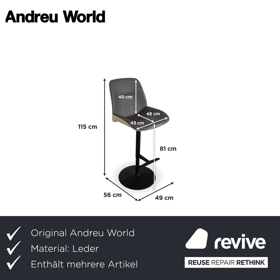 8er Garnitur Andrew World Nuez Leder Stuhl Grau manuelle Funktion Barhocker
