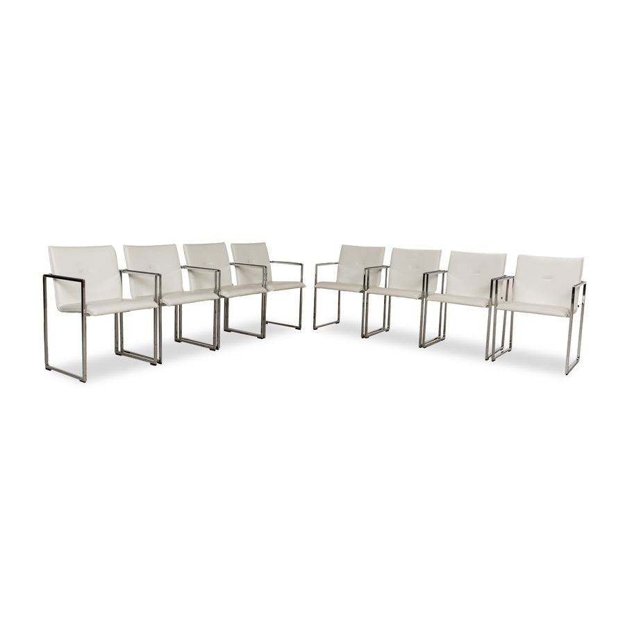 Lot de 8 chaises Arco structure cuir blanc