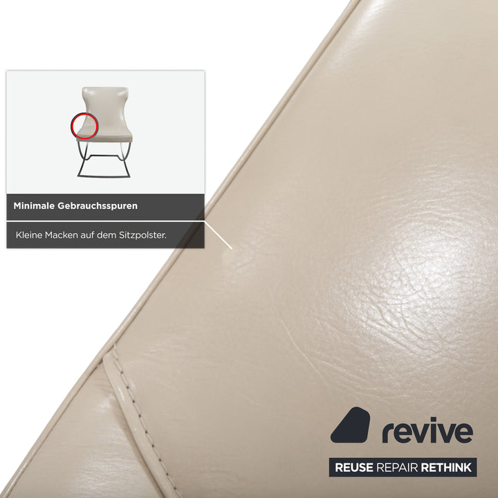 8er Garnitur Baxter Paloma Leder Stuhl Beige Weiß Chrom Esszimmer