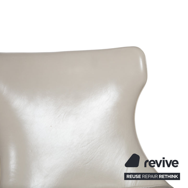 8er Garnitur Baxter Paloma Leder Stuhl Beige Weiß Chrom Esszimmer
