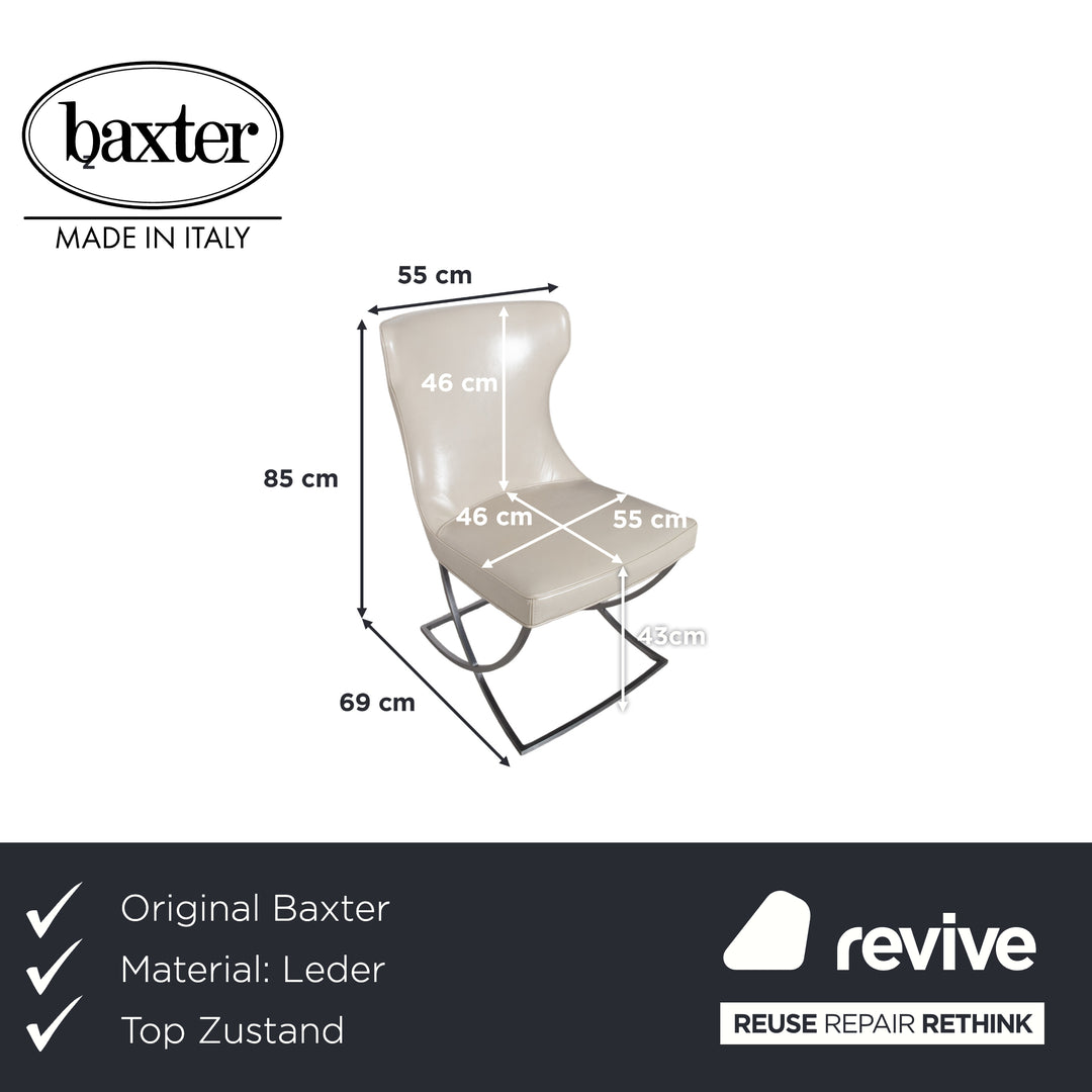 8er Garnitur Baxter Paloma Leder Stuhl Beige Weiß Chrom Esszimmer