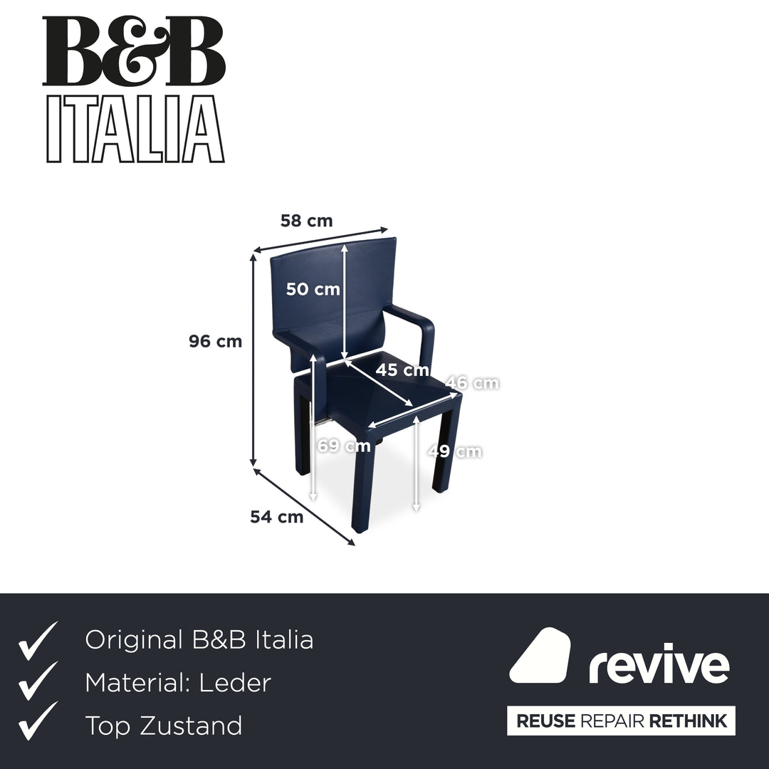 8er Garnitur B&B Italia Arcadia Arcona Leder Stuhl Blau