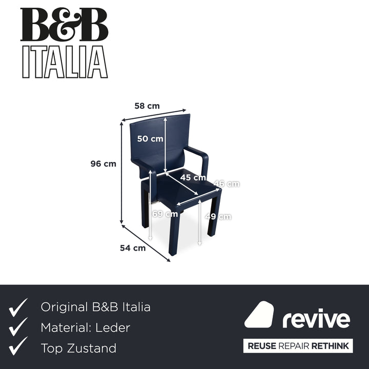 8er Garnitur B&B Italia Arcadia Arcona Leder Stuhl Blau
