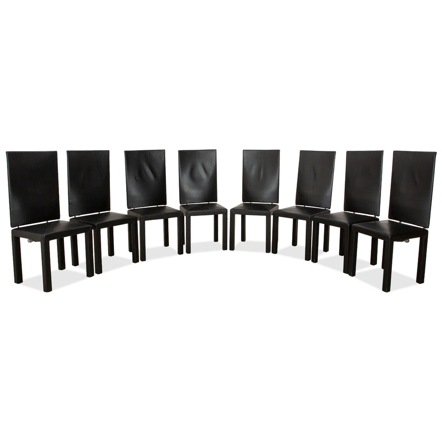 8er Garnitur B&B Italia Arcadia Leder Stuhl Schwarz Esszimmer