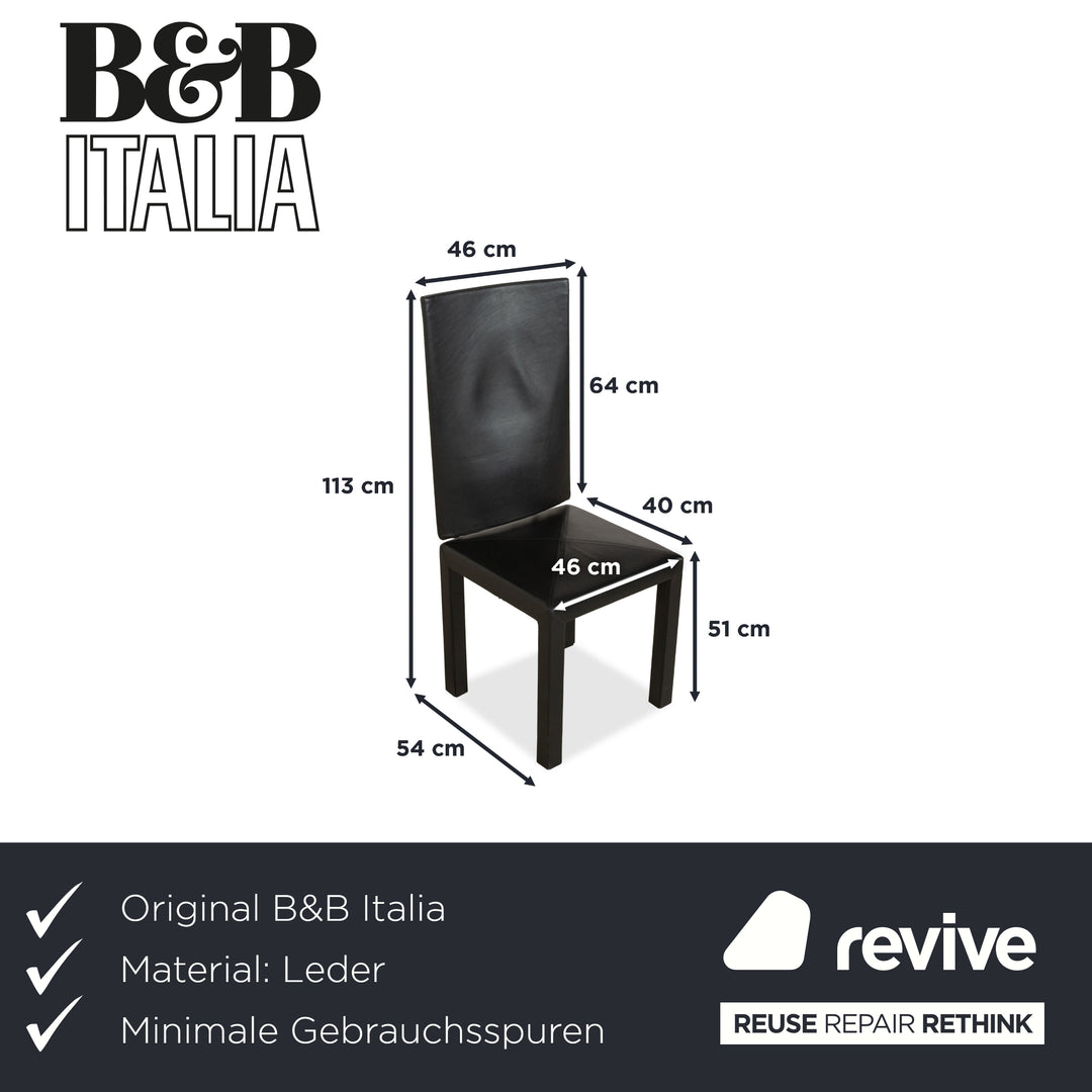 Ensemble de 8 chaises en cuir B&amp;B Italia Arcadia, noir, salle à manger