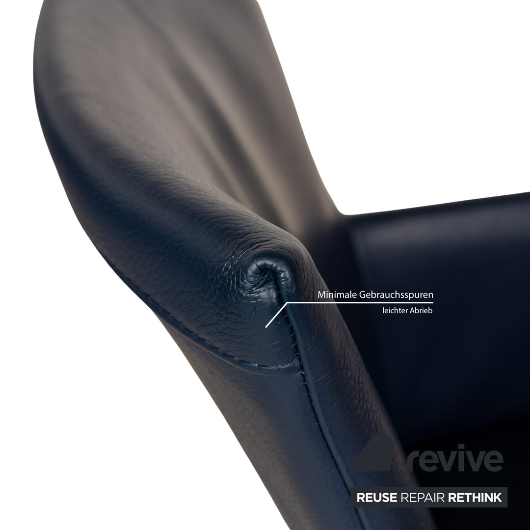 8er Garnitur bert plantagie ARC-E Leder Stuhl Blau Esszimmer