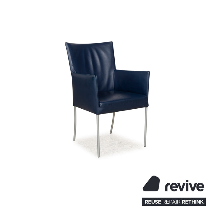 8er Garnitur bert plantagie ARC-E Leder Stuhl Blau Esszimmer