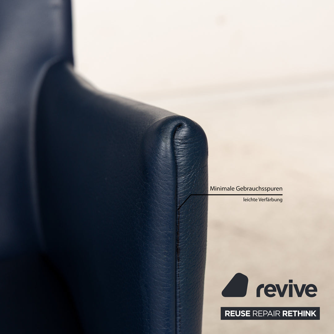 8er Garnitur bert plantagie ARC-E Leder Stuhl Blau Esszimmer