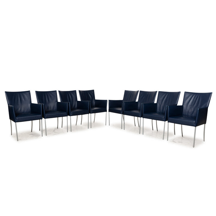 8er Garnitur bert plantagie ARC-E Leder Stuhl Blau Esszimmer