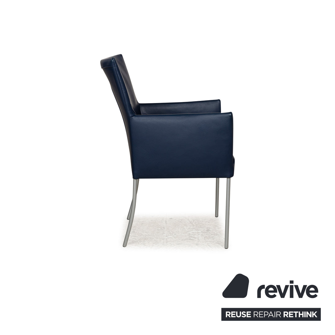 8er Garnitur bert plantagie ARC-E Leder Stuhl Blau Esszimmer