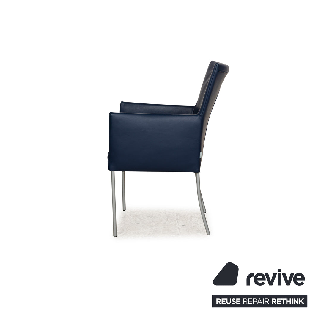 8er Garnitur bert plantagie ARC-E Leder Stuhl Blau Esszimmer