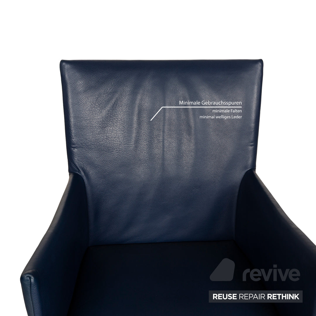 8er Garnitur bert plantagie ARC-E Leder Stuhl Blau Esszimmer