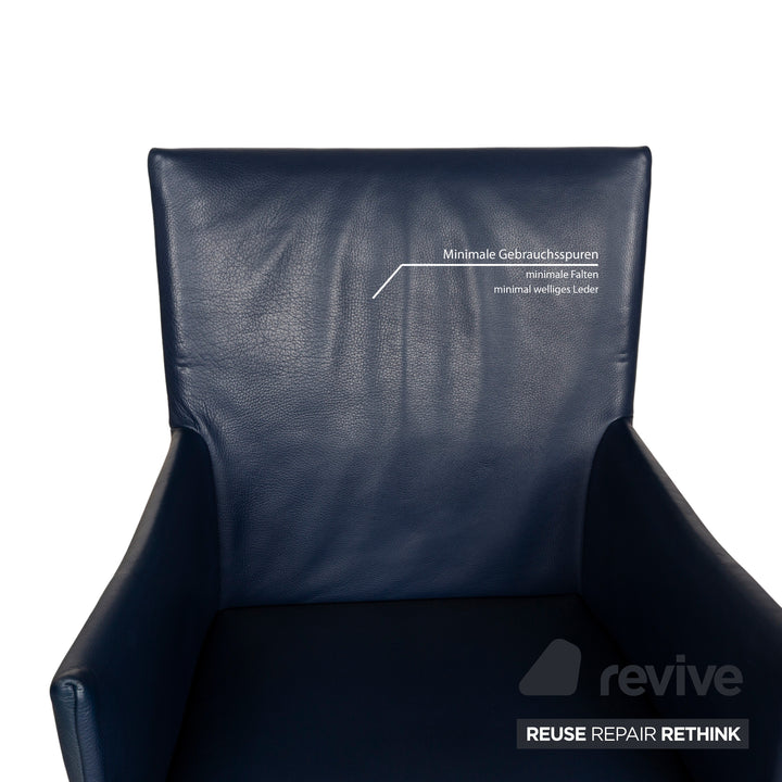 8er Garnitur bert plantagie ARC-E Leder Stuhl Blau Esszimmer