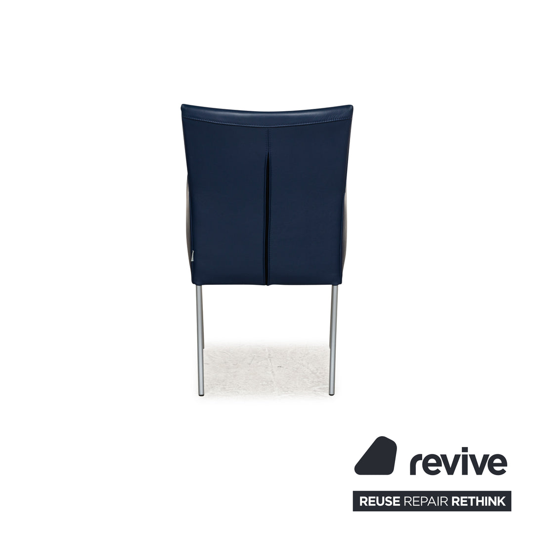 8er Garnitur bert plantagie ARC-E Leder Stuhl Blau Esszimmer