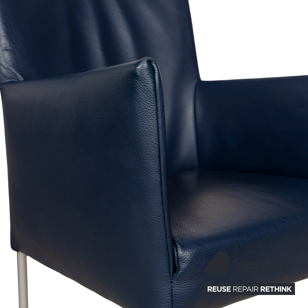 8er Garnitur bert plantagie ARC-E Leder Stuhl Blau Esszimmer