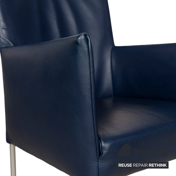 8er Garnitur bert plantagie ARC-E Leder Stuhl Blau Esszimmer