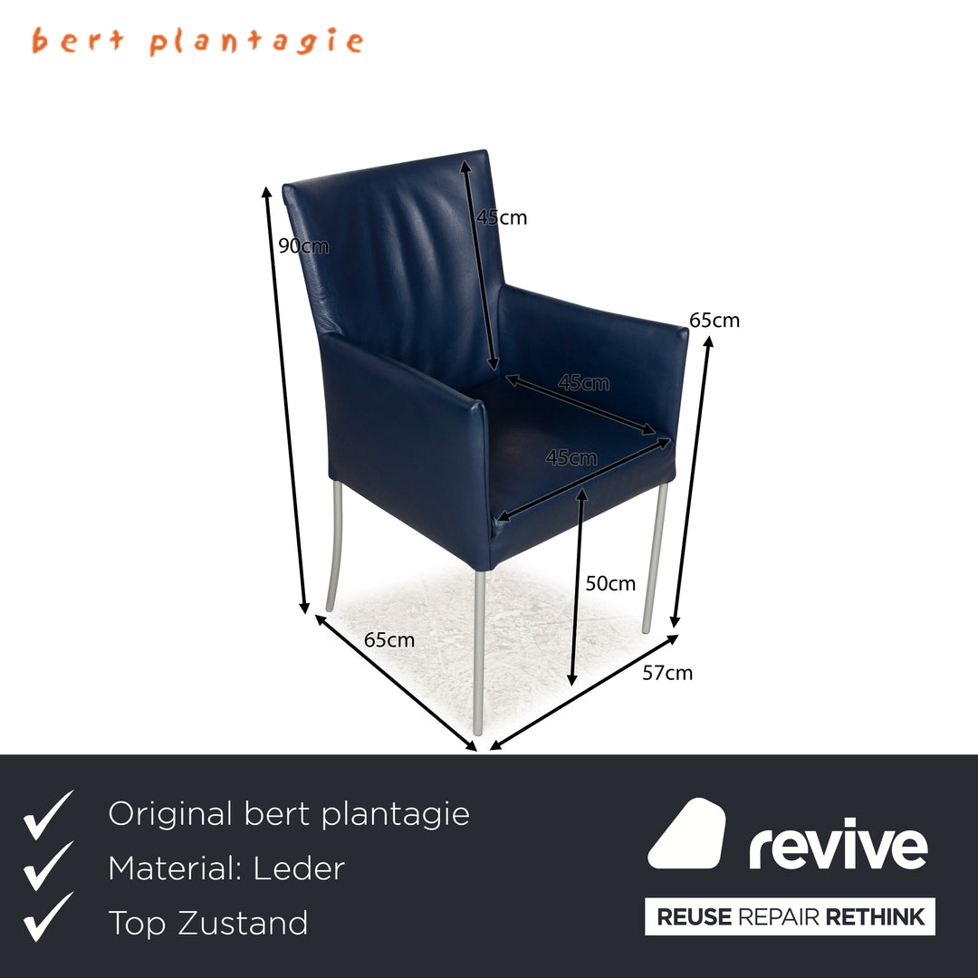 8er Garnitur bert plantagie ARC-E Leder Stuhl Blau Esszimmer