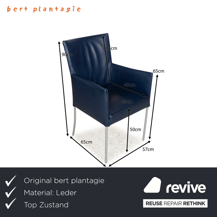 8er Garnitur bert plantagie ARC-E Leder Stuhl Blau Esszimmer