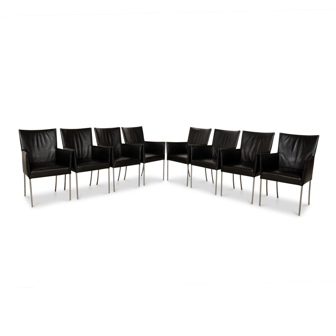 Set of 8 bert plantagie ARC-E leather chair black dining room