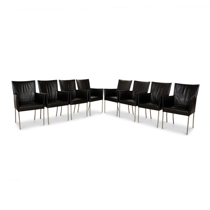 Set of 8 bert plantagie ARC-E leather chair black dining room