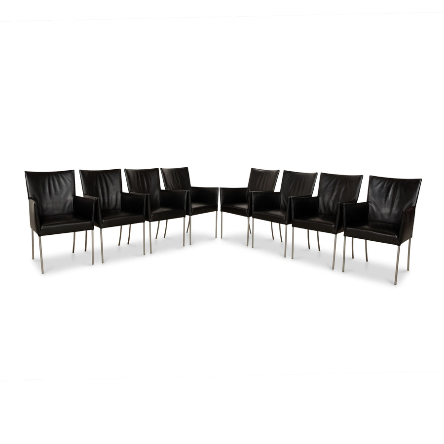 Set of 8 bert plantagie ARC-E leather chair black dining room