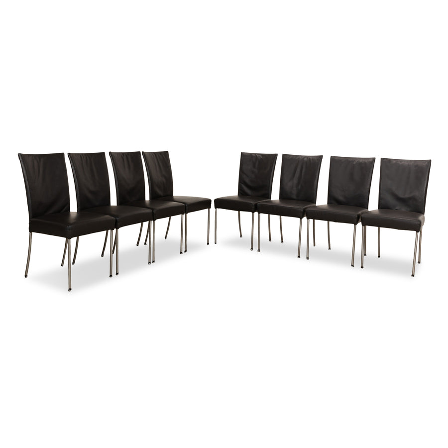 Set of 8 bert plantagie Jeanne Flex leather chair grey dining room