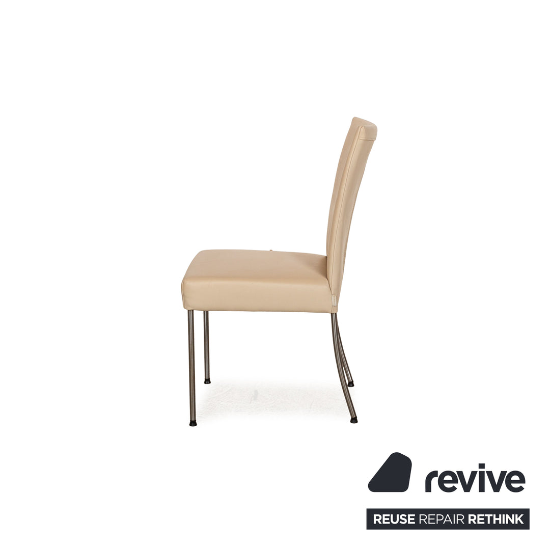 Set of 8 bert plantagie Jeanne Flex leather chairs beige dining room