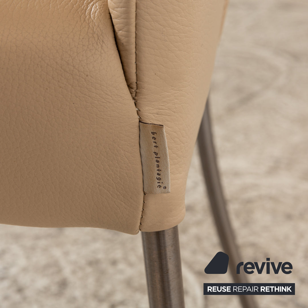 Set of 8 bert plantagie Jeanne Flex leather chairs beige dining room