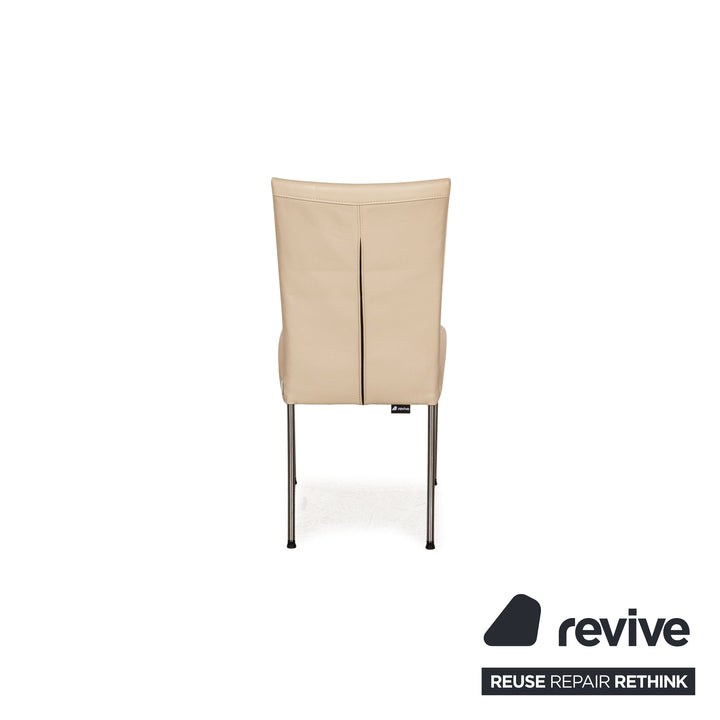 Set of 8 bert plantagie Jeanne Flex leather chairs beige dining room